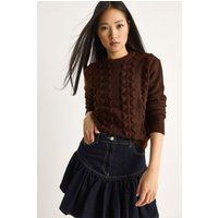 Strukturierter Rundhals-Strickpullover