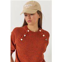 Texturierter Strickpullover mit Knöpfen
