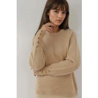 Strukturierter Raglan-Pullover mit Knopfbündchen