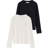 Klassische Baumwollpullover mit Zopfmuster