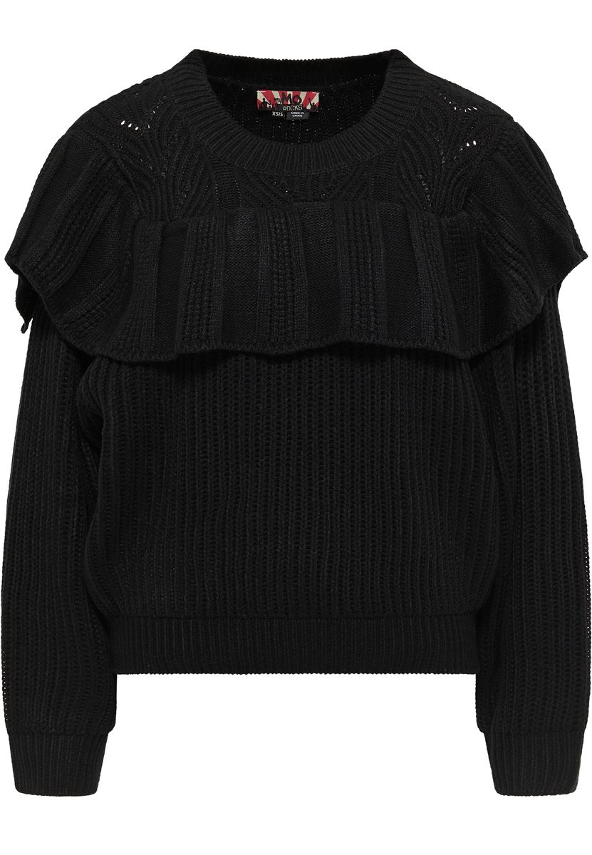 Oversized Strickpullover mit Rüschen
