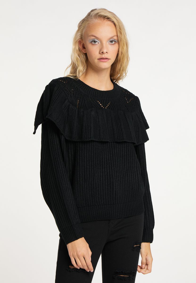 Oversized Strickpullover mit Rüschen