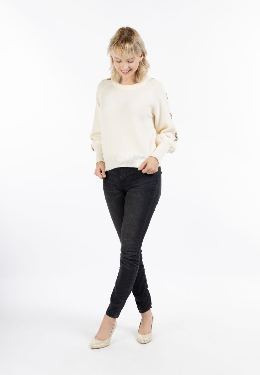 Raglan-Strickpullover mit Paillettenherzen