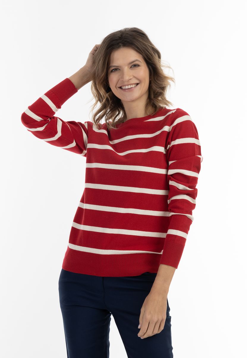 Gestreifter Feinstrickpullover im Matrosenstil