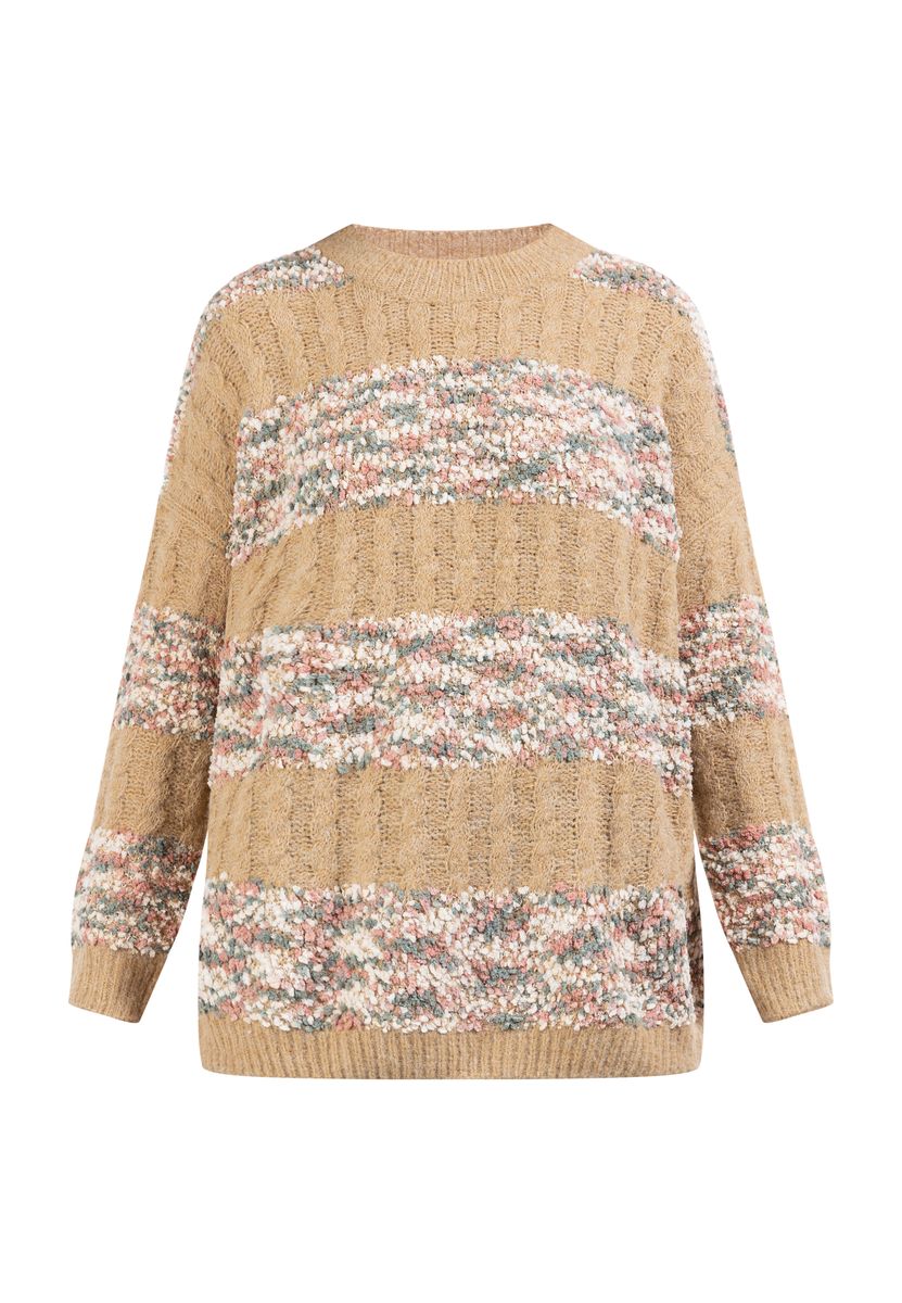Strukturierter Strickpullover mit Streifenmuster