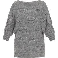 Strukturierter Strickpullover mit Fledermausärmeln