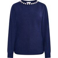 Perlen-bestickter Pullover mit floralem Ausschnitt