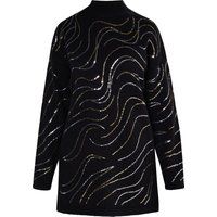 Strickpullover mit Pailletten-Wellenmuster