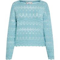 Lochstrick-Pullover mit Wellensaum