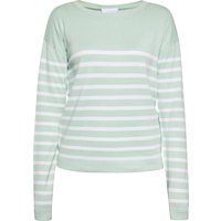 Gestreifter Feinstrick-Pullover mit Rundhalsausschnitt