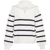 Gestreifter Strickpullover mit Halbreißverschluss