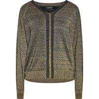 Schimmernder Metallic-Strickpullover mit V-Ausschnitt