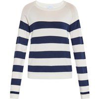 Gestreifter Feinstrickpullover mit Rundhalsausschnitt