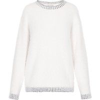 Strukturierter flauschiger Rundhals-Strickpullover