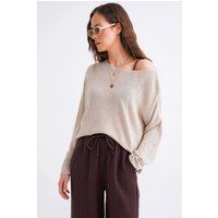 Oversize-Strickpullover mit Bootsausschnitt