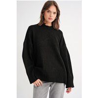 Übergroßer strukturierter Rippstrickpullover