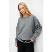Übergroßer gerippter Rundhals-Strickpullover
