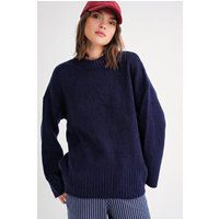 Übergroßer Rippstrick-Pullover mit Rundhalsausschnitt