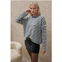 Übergroßer gestreifter Pullover mit Rundhals