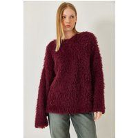Strukturierter Oversized-Strickpullover mit Plüsch-Finish