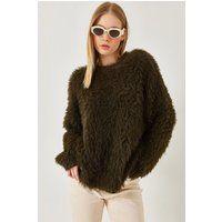 Übergroßer flauschiger strukturierter Strickpullover