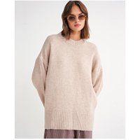 Oversized Rippstrick-Pullover mit Rundhalsausschnitt