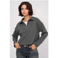 Relaxter Crop-Pullover mit Reißverschluss