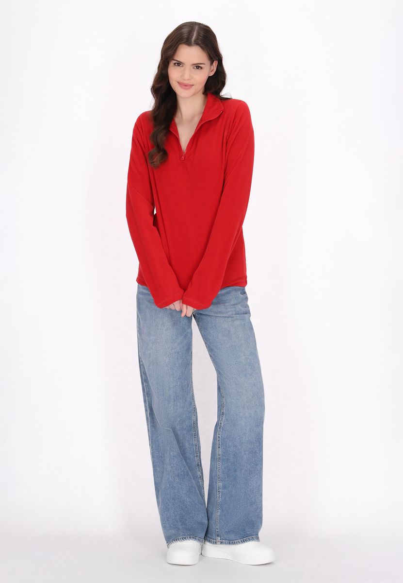 Fleece-Pullover mit Halbreißverschluss