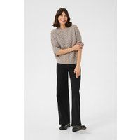Lockerer Lochstrick-Pullover mit Kurzarm