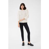 Strukturierter Häkelstrick-Pullover mit 3/4-Arm