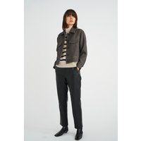 Gestreifter Oversize-Rollkragenpullover aus Baumwolle