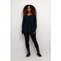 Oversized Rippstrickpullover mit V-Ausschnitt