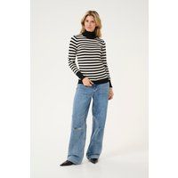 Eng anliegender gestreifter Rollkragenpullover