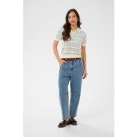 Gestreifter Strick-Polo-Pullover