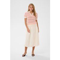 Gestreiftes Ajour-Strick-Poloshirt