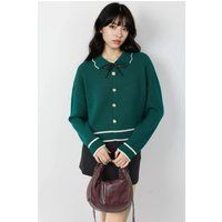 Strukturierter Polo-Strick-Cardigan im Preppy-Stil