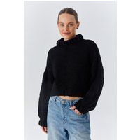 Strukturierter Kurzpullover mit Stehkragen