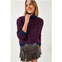Geometrisch gemusterter Rollkragenpullover