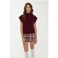 Ärmelloser Strickpullover mit Stehkragen