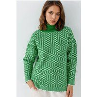 Rollkragenpullover mit geometrischem Rautenmuster