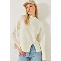 Entspannter Strickpullover mit Stehkragen