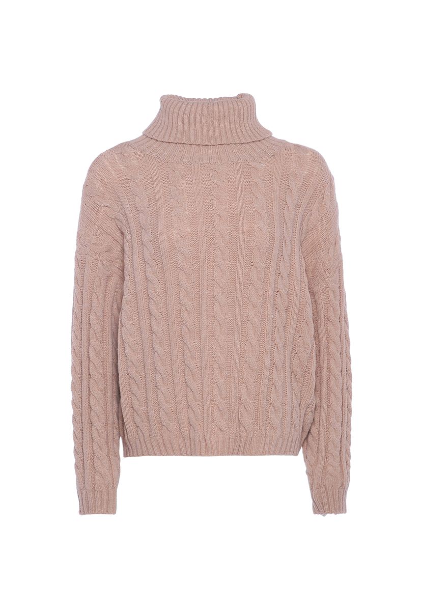 Kuscheliger Rollkragenpullover mit Zopfmuster