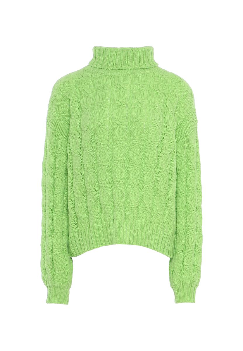 Rollkragenpullover mit Zopfmuster