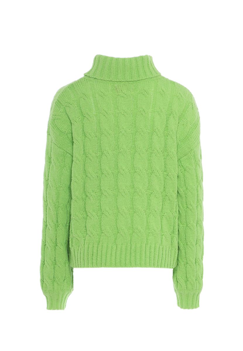 Rollkragenpullover mit Zopfmuster