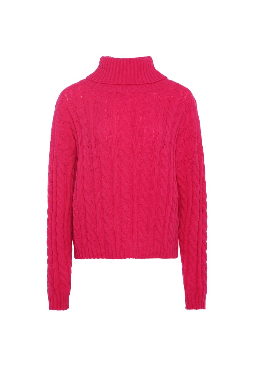 Rollkragenpullover mit Zopfmuster