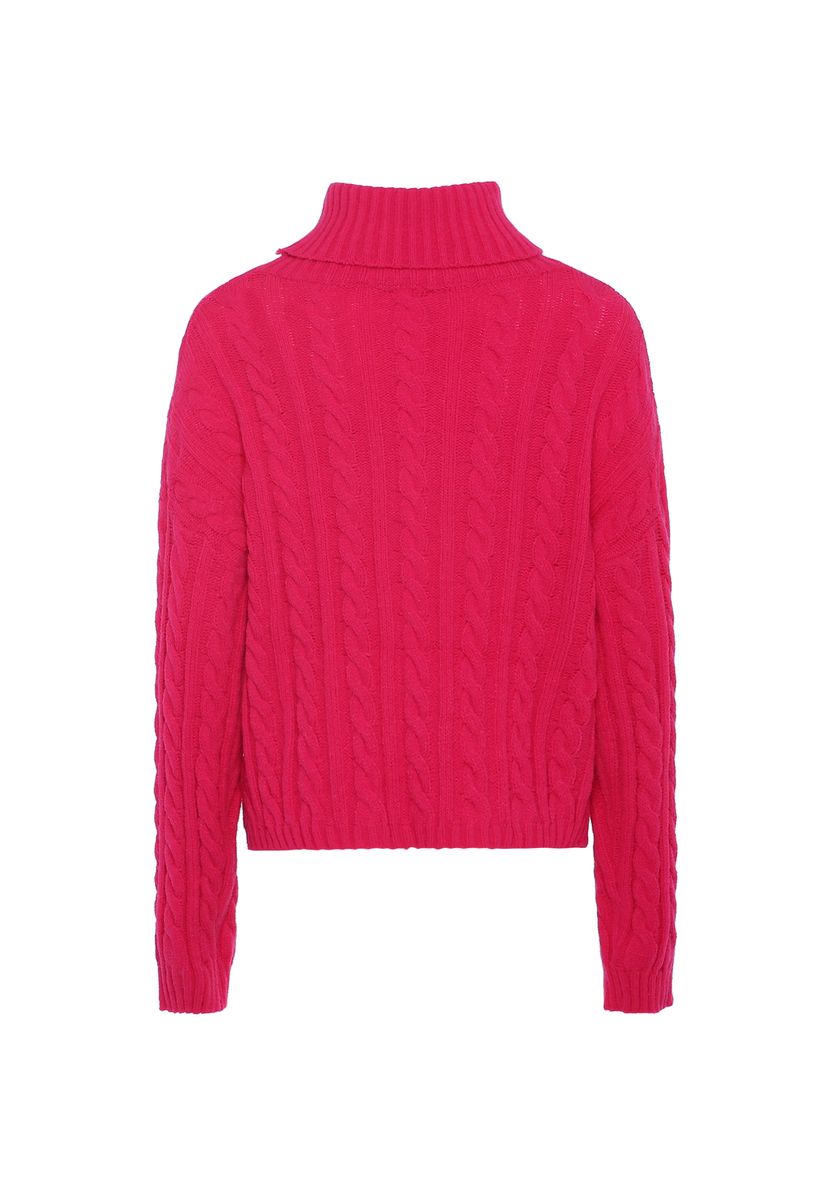 Rollkragenpullover mit Zopfmuster