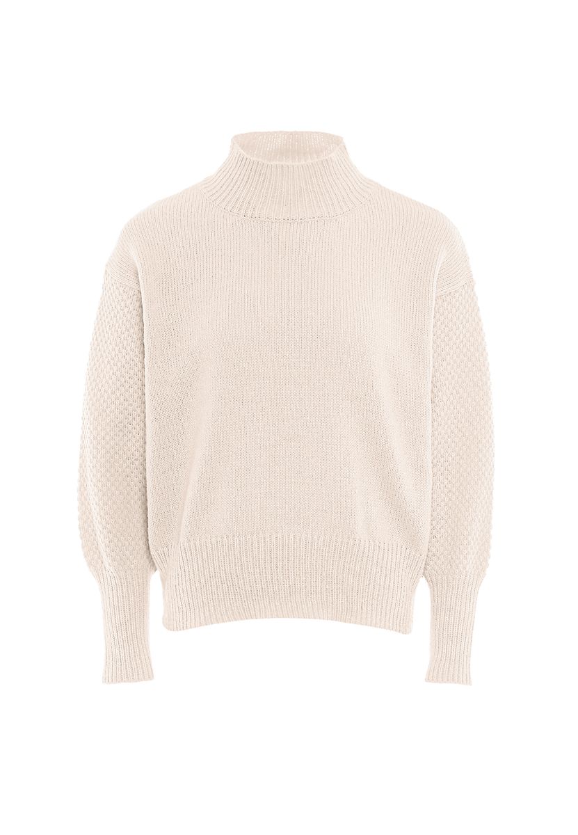 Strukturierter Stehkragen-Pullover