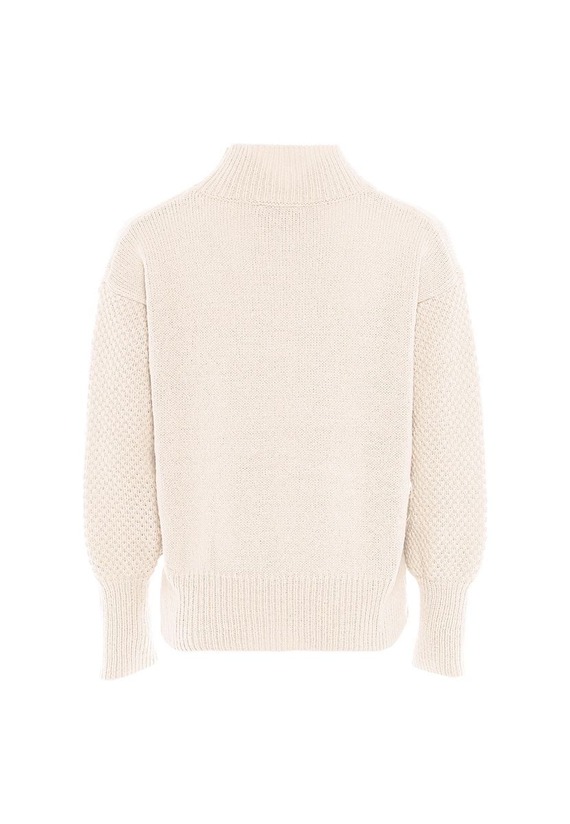 Strukturierter Stehkragen-Pullover
