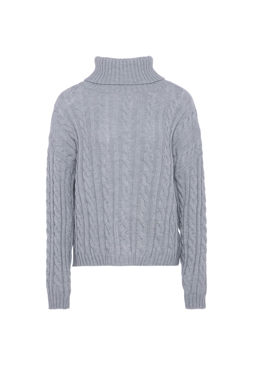 Klassischer Zopfmuster-Rollkragenpullover