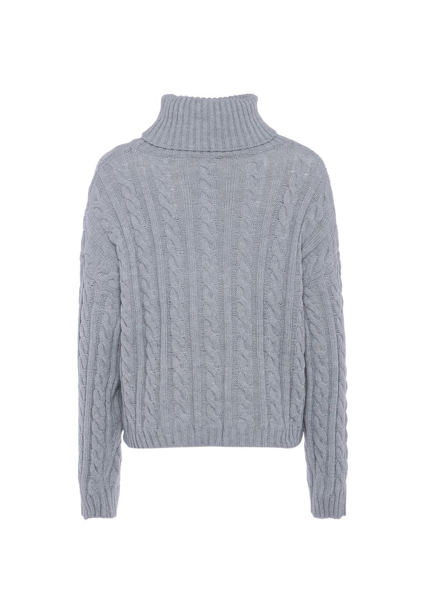 Klassischer Zopfmuster-Rollkragenpullover